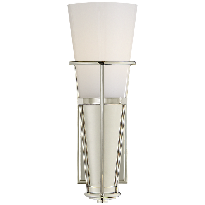 Robinson Single Sconce - Polished Nickel with Seeded Glass