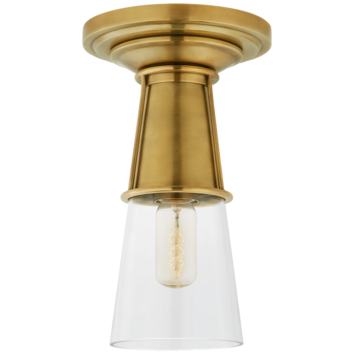 Robinson Small Flush Mount - Hand-Rubbed Antique Brass & Clear Glass
