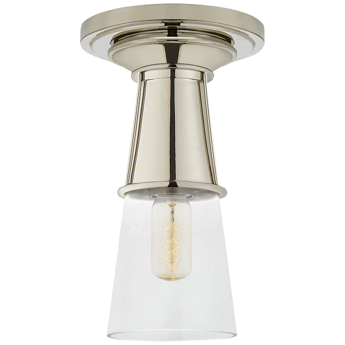 Robinson Small Flush Mount - Polished Nickel & Seeded Glass