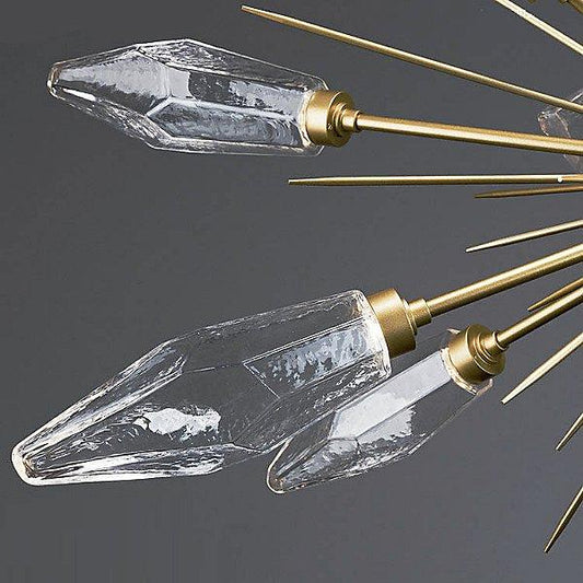 Rock Crystal Oval Starburst LED Chandelier Close Up