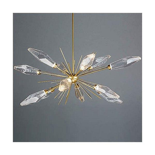 Rock Crystal Oval Starburst LED Chandelier Chilled Clear/Gilded Brass
