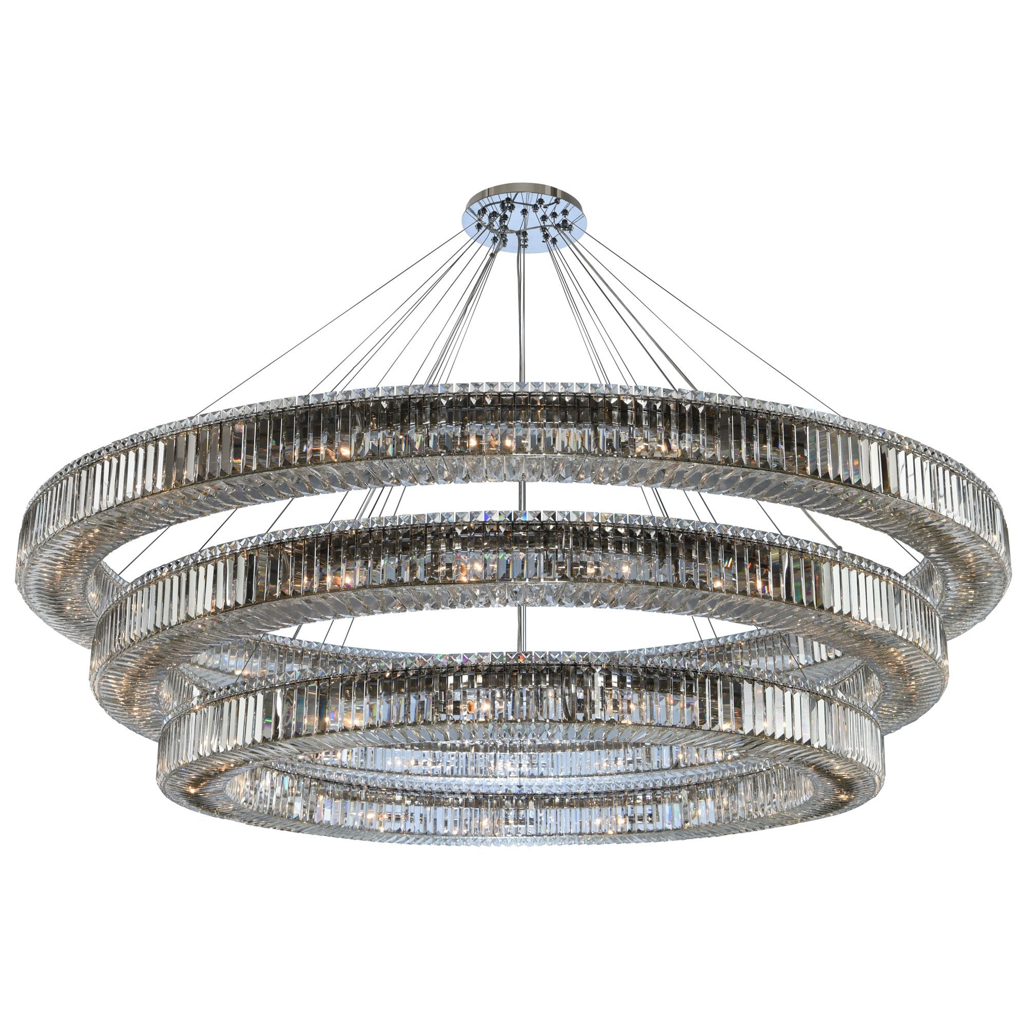 Rondelle 3 Tier 84" Chandelier - Polished Chrome