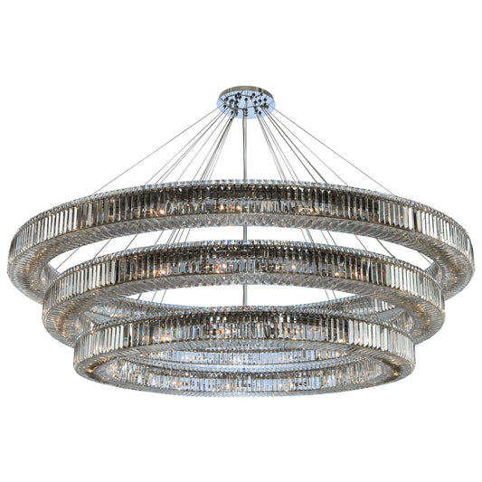 Rondelle 3 Tier 84" Chandelier - Polished Chrome