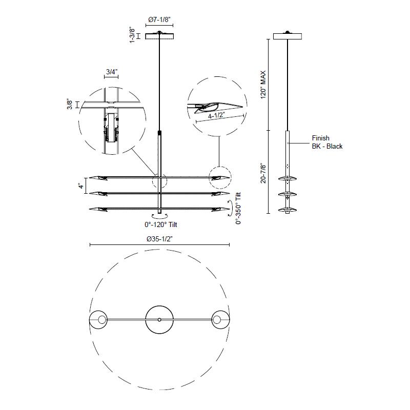 Rotaire Large LED Chandelier - Diagram