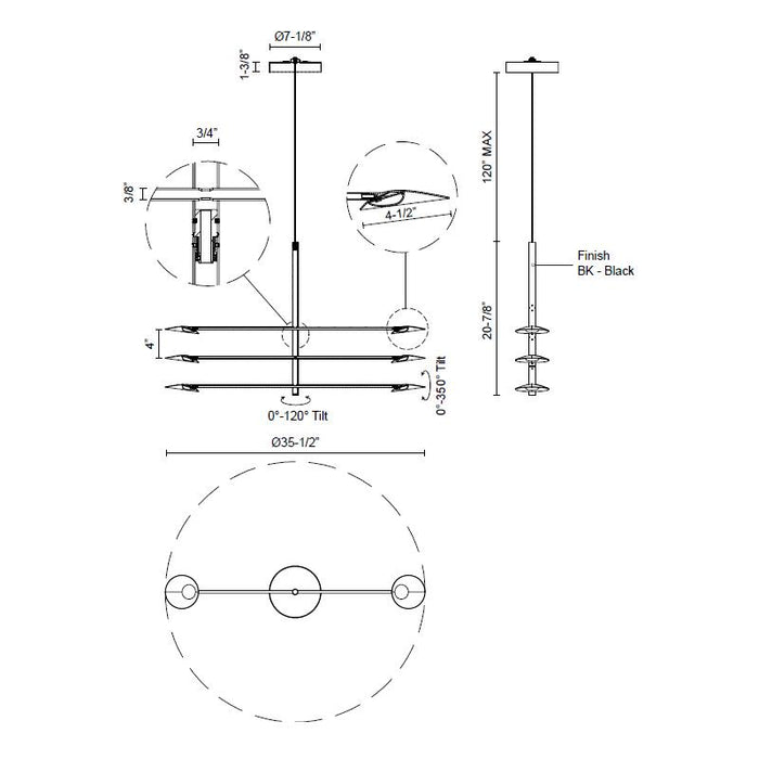 Rotaire Large LED Chandelier - Diagram