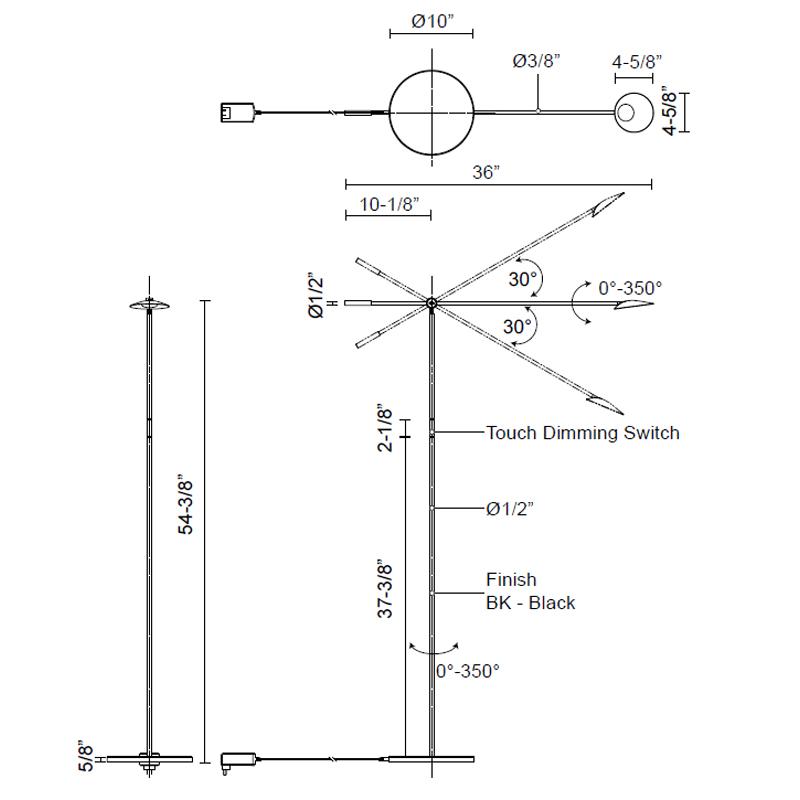 Rotaire LED Floor Lamp - Diagram