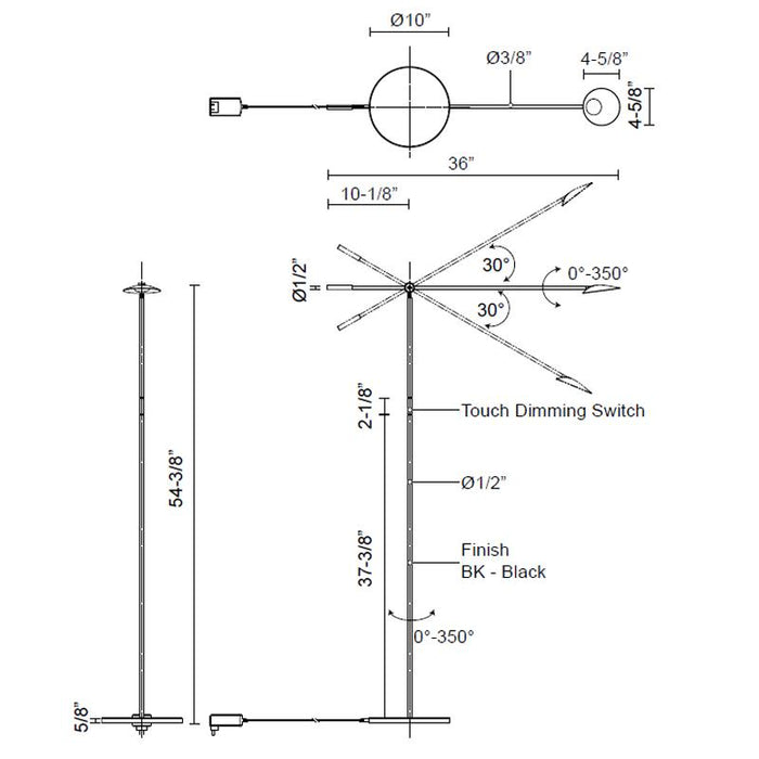 Rotaire LED Floor Lamp - Diagram