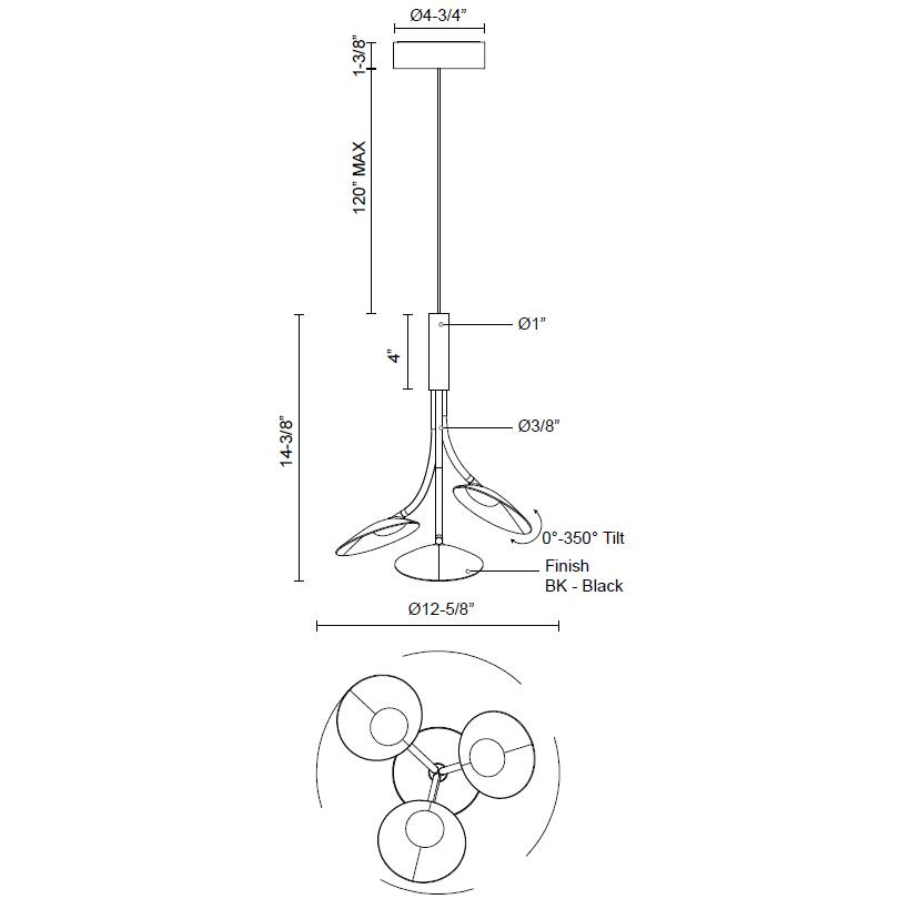 Rotaire LED Pendant - Diagram