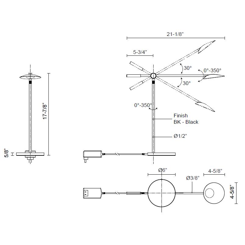 Rotaire LED Table Lamp - Diagram