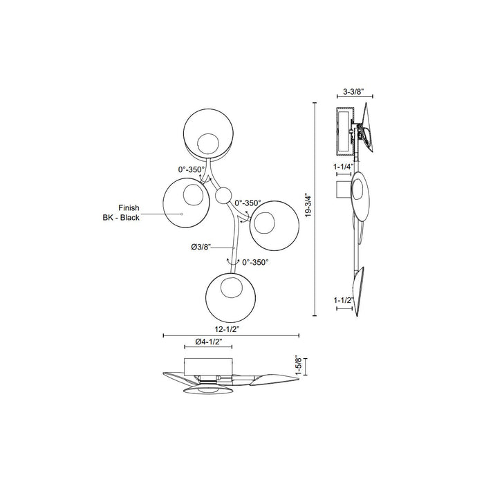 Rotaire LED Wall Sconce - Diagram