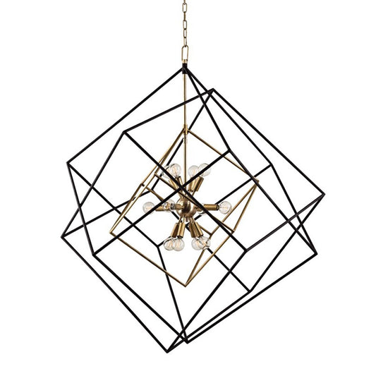 Roundout Large Multi-Cube Pendant - Aged Brass Finish