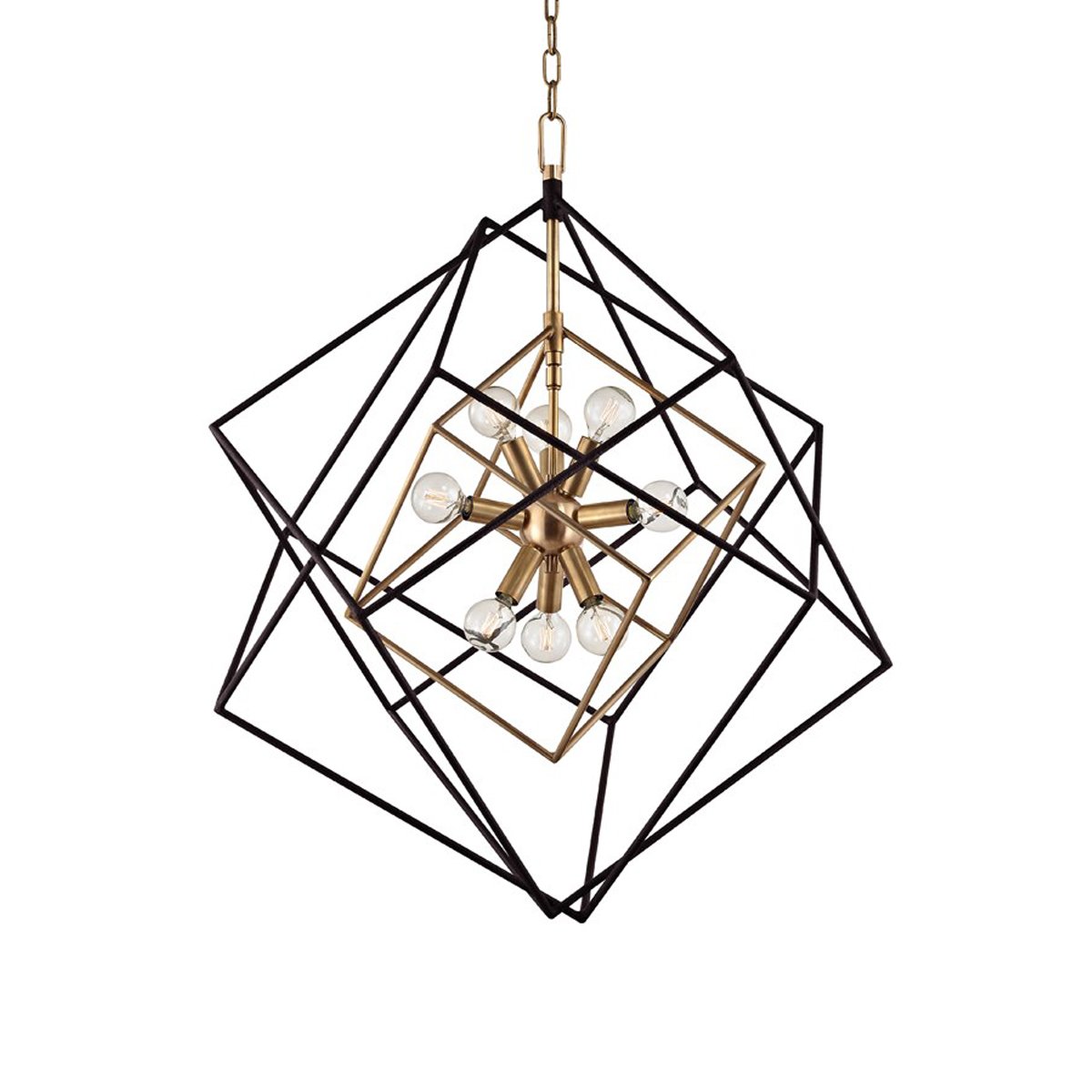 Roundout Small Multi-Cube Pendant - Aged Brass Finish