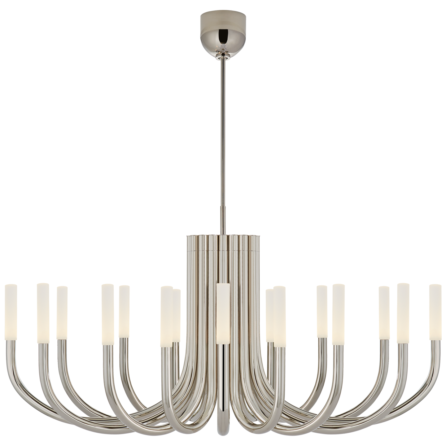 Rousseau Large Oval Chandelier - Polished Nickel Finish/Etched Crystal