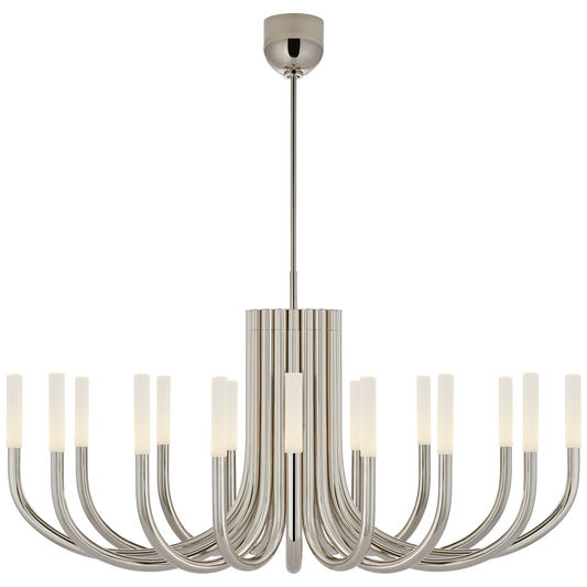 Rousseau Large Oval Chandelier - Polished Nickel Finish/Etched Crystal