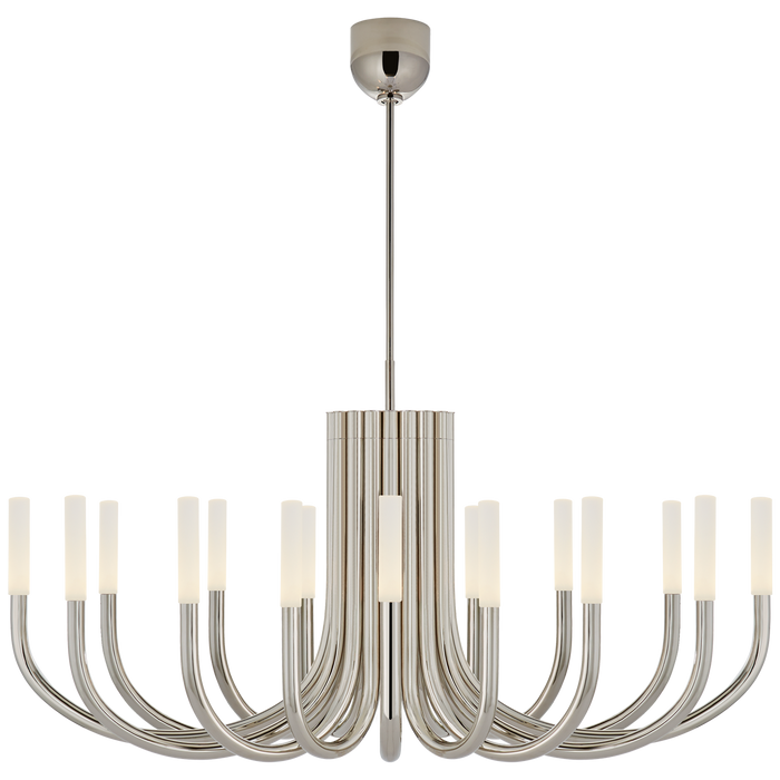 Rousseau Large Oval Chandelier - Polished Nickel Finish/Etched Crystal