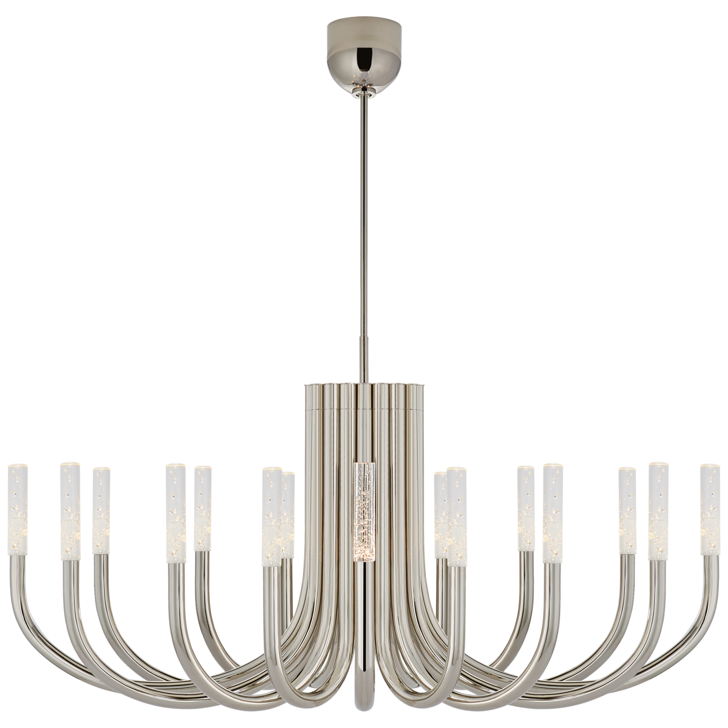 Rousseau Large Oval Chandelier - Polished Nickel Finish/Seeded Glass