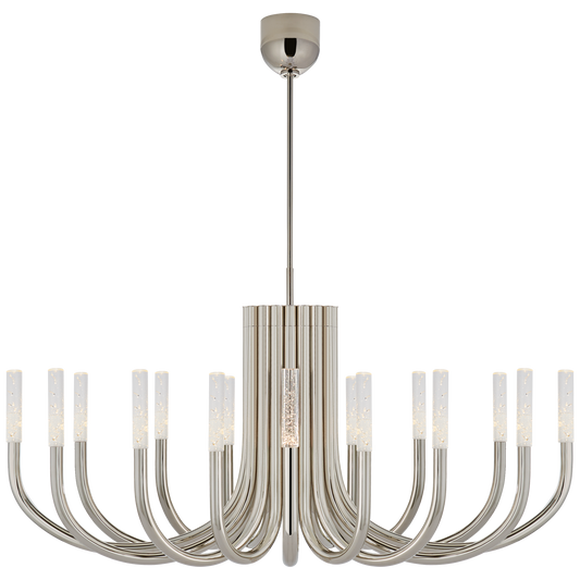 Rousseau Large Oval Chandelier - Polished Nickel Finish/Seeded Glass