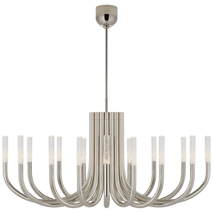 Rousseau Large Oval Chandelier - Polished Nickel Finish/Seeded Glass