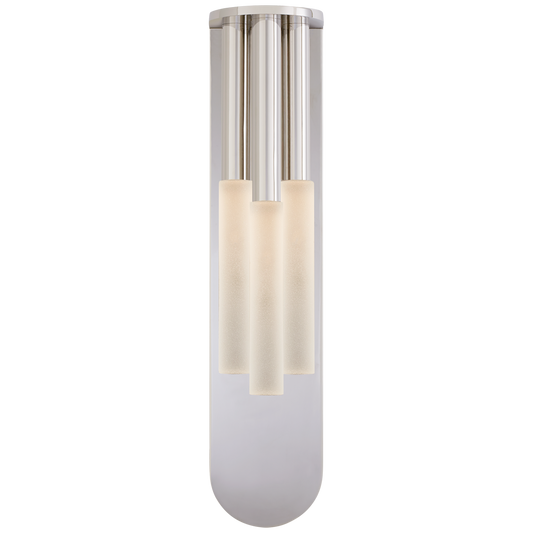 Rousseau Medium Multi-Drop Sconce - Polished Nickel Finish with Etched Crystal Shade