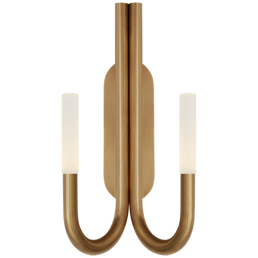 Rousseau Double Wall Sconce - Antique Burnished Brass/Etched Crystal