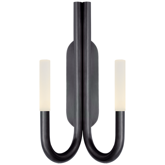 Rousseau Double Wall Sconce - Bronze/Etched Crystal