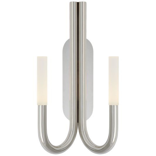 Rousseau Double Wall Sconce - Polished Nickel/Etched Crystal