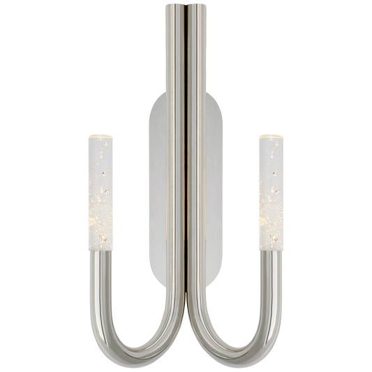 Rousseau Double Wall Sconce - Polished Nickel/Seeded Glass
