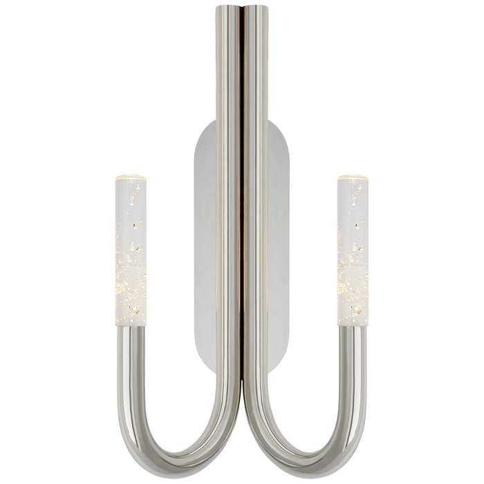 Rousseau Double Wall Sconce - Polished Nickel/Seeded Glass