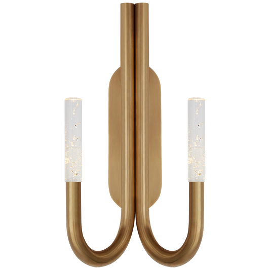 Rousseau Double Wall Sconce - Antique Burnished Brass/Seeded Glass