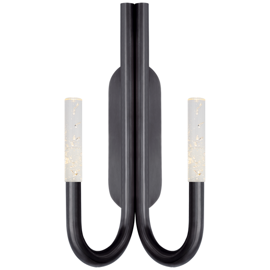 Rousseau Double Wall Sconce - Bronze/Seeded Glass