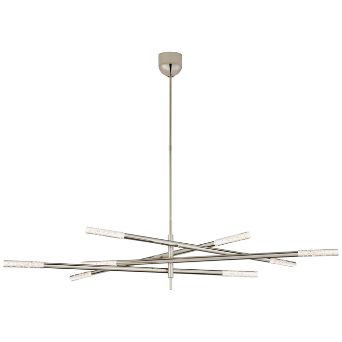 Rousseau Grande Eight Light Articulating Chandelier - Polished Nickel/Seeded Glass