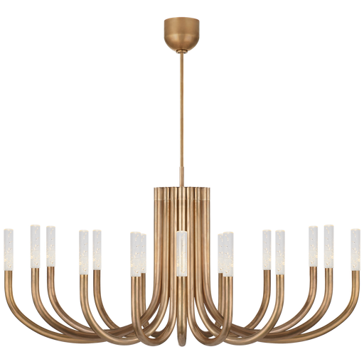 Rousseau Large Oval Chandelier - Antique Burnished Brass/Seeded Glass