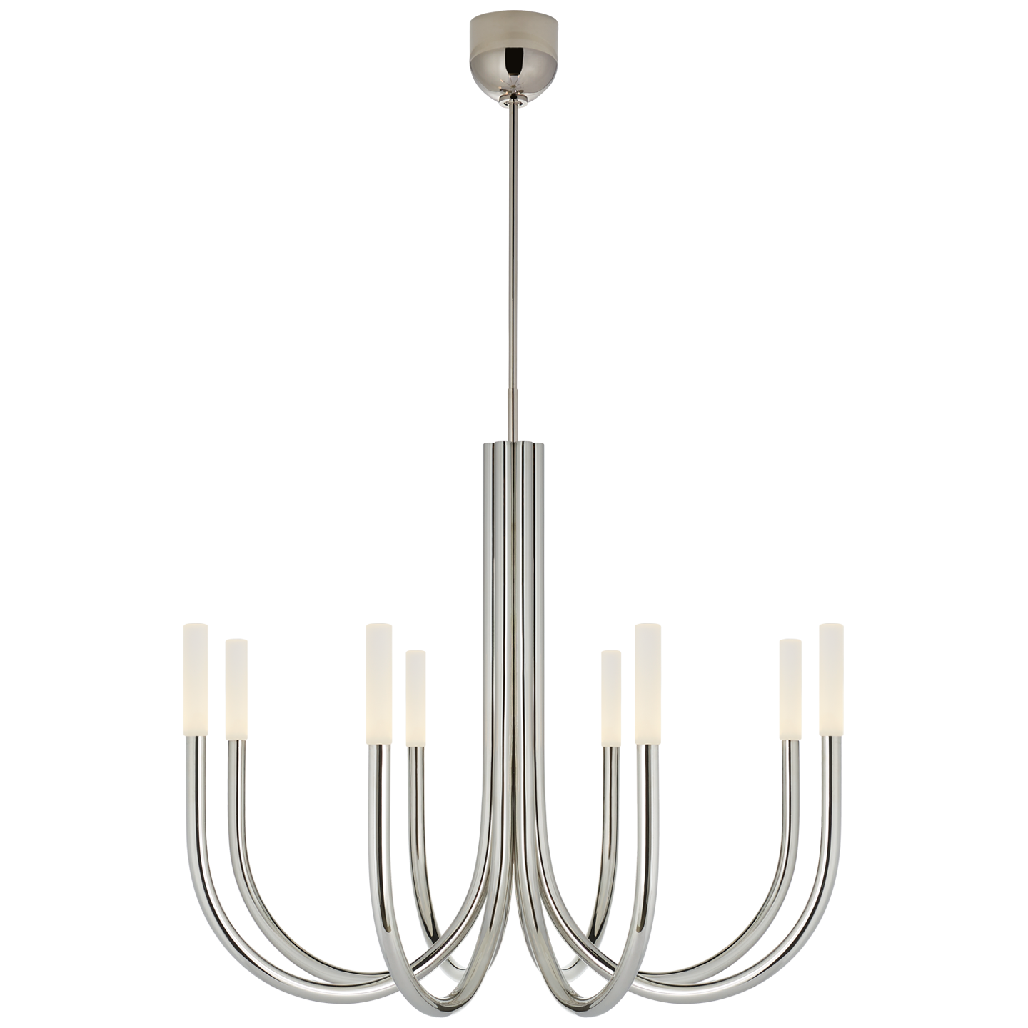 Rousseau Medium Chandelier - Polished Nickel/Etched Crystal