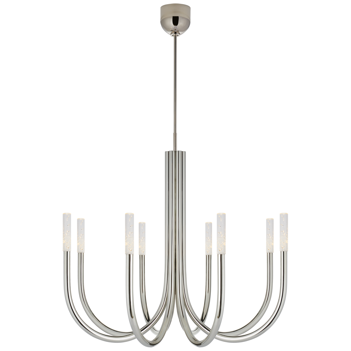 Rousseau Medium Chandelier - Polished Nickel/Seeded Glass