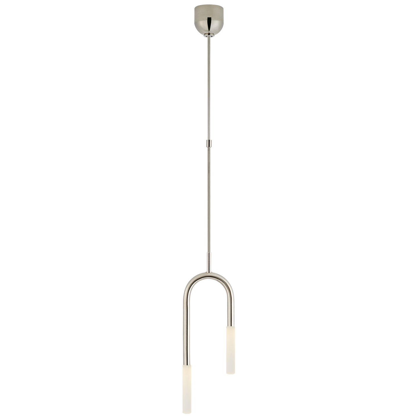 Rousseau Small Asymmetric Pendant - Polished Nickel/Etched Glass