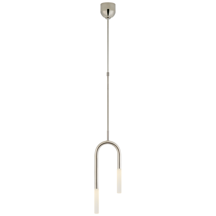 Rousseau Small Asymmetric Pendant - Polished Nickel/Etched Glass