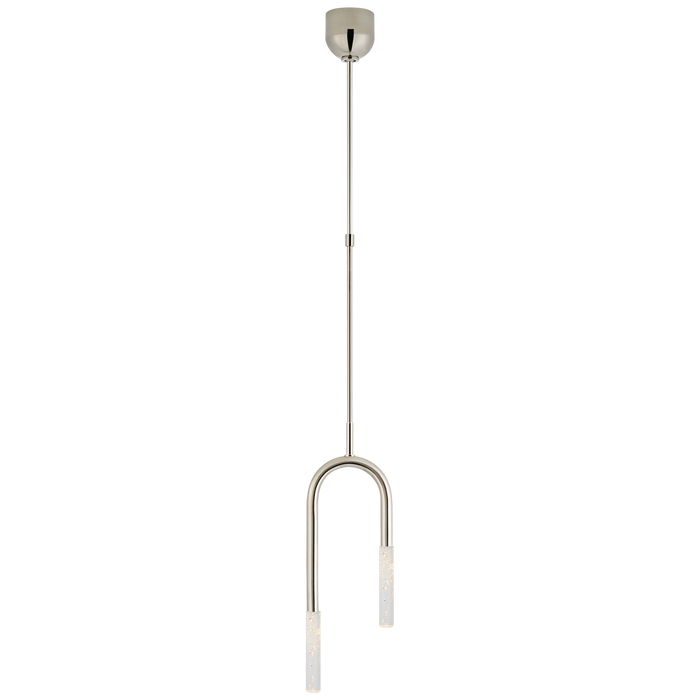 Rousseau Small Asymmetric Pendant - Polished Nickel/Seeded Glass