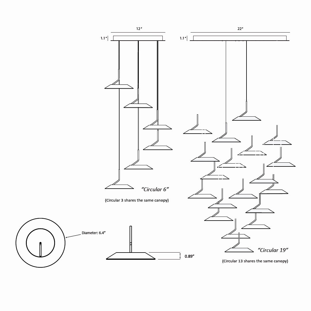 Royyo Multi-Light Pendant - Diagram