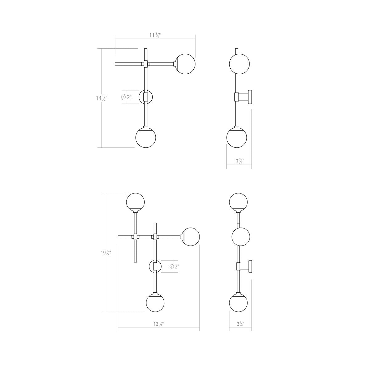 Sabon LED Multiple Light Wall Sconce - Diagram