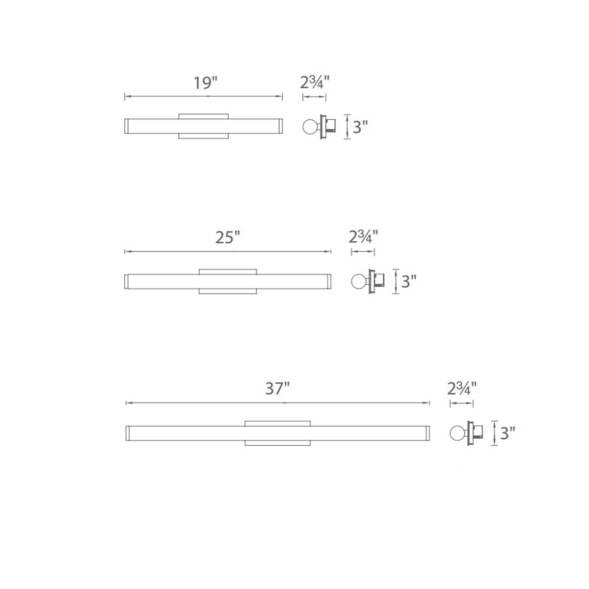 Sabre LED Bath Light - Diagram