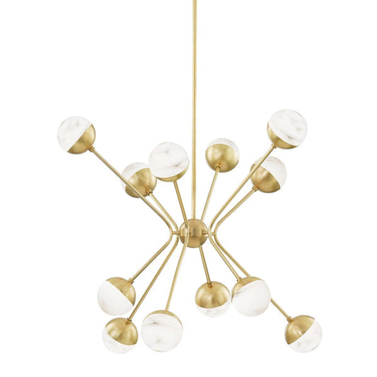 Saratoga Small Chandelier - Aged Brass Finish