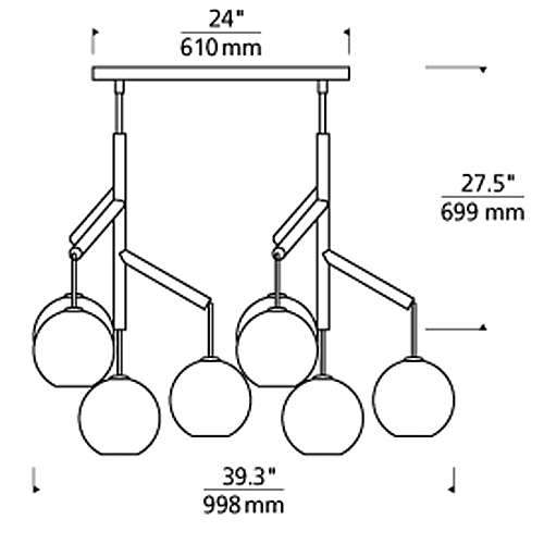 Sedona Double LED Chandelier - Diagram
