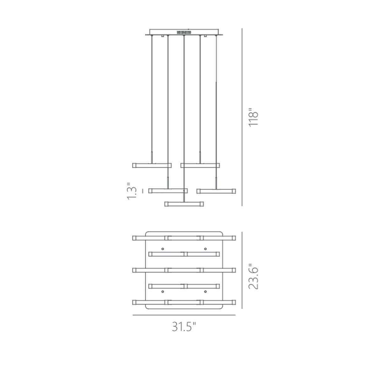 Seesaw 13-Light Chandelier - Diagram