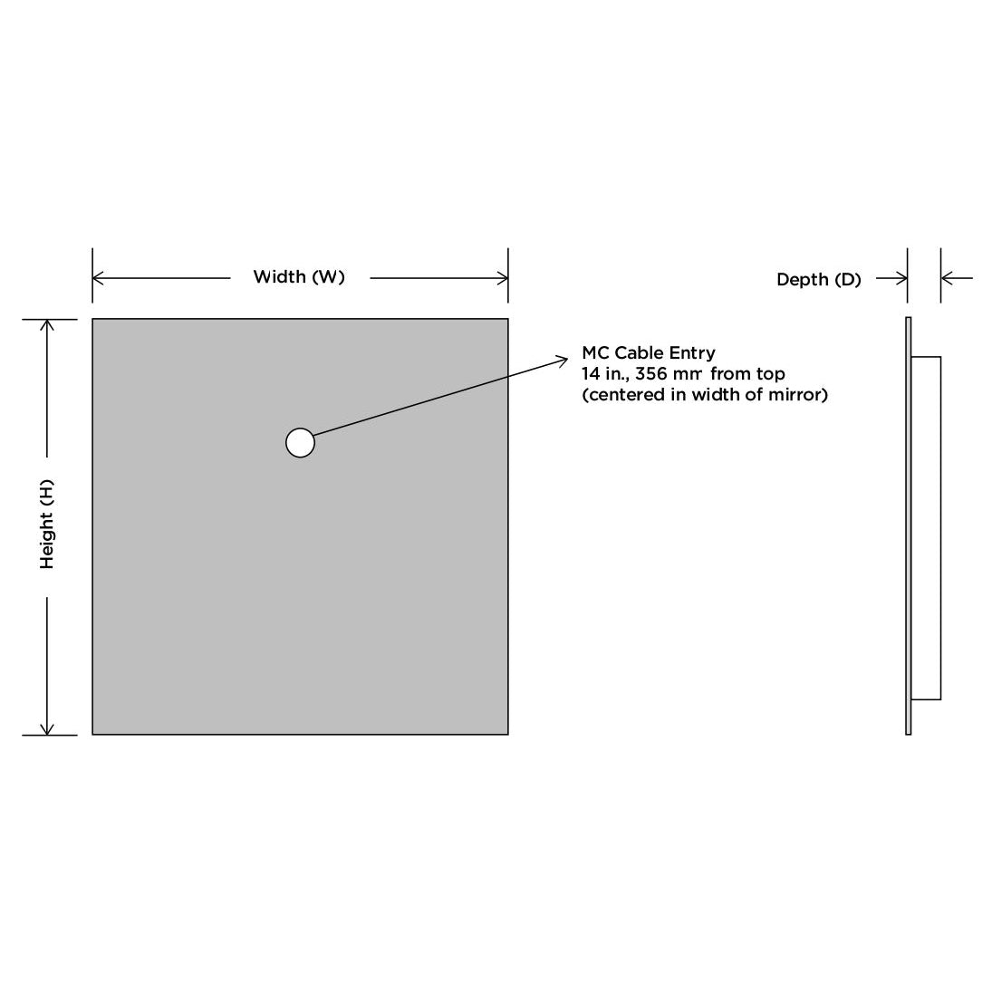 Serenity Lighted Mirror Diagram