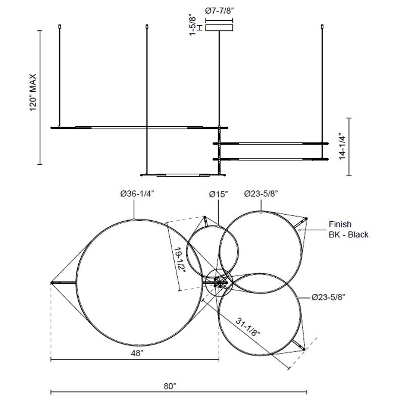 Serif LED Large Chandelier - Diagram