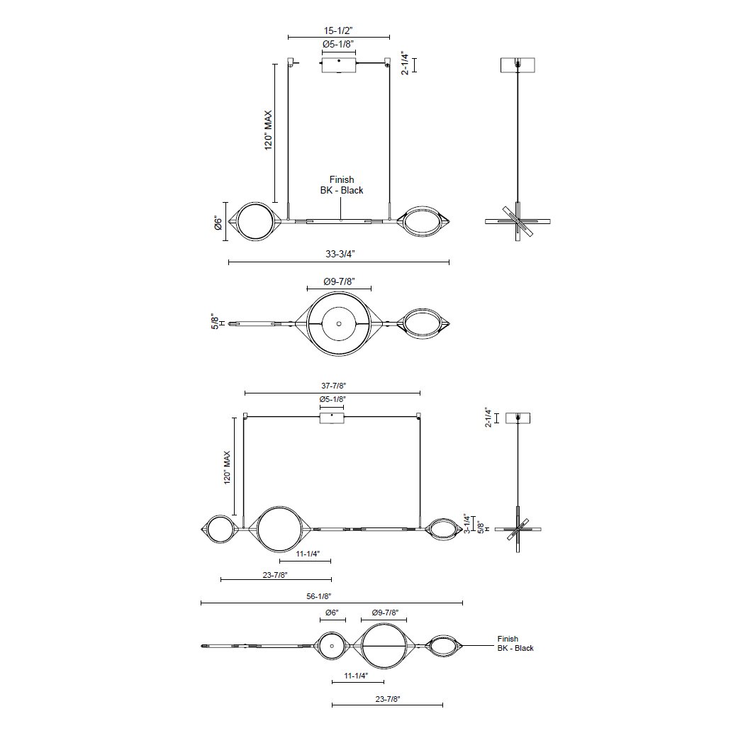 Serif LED Linear Suspension - Diagram