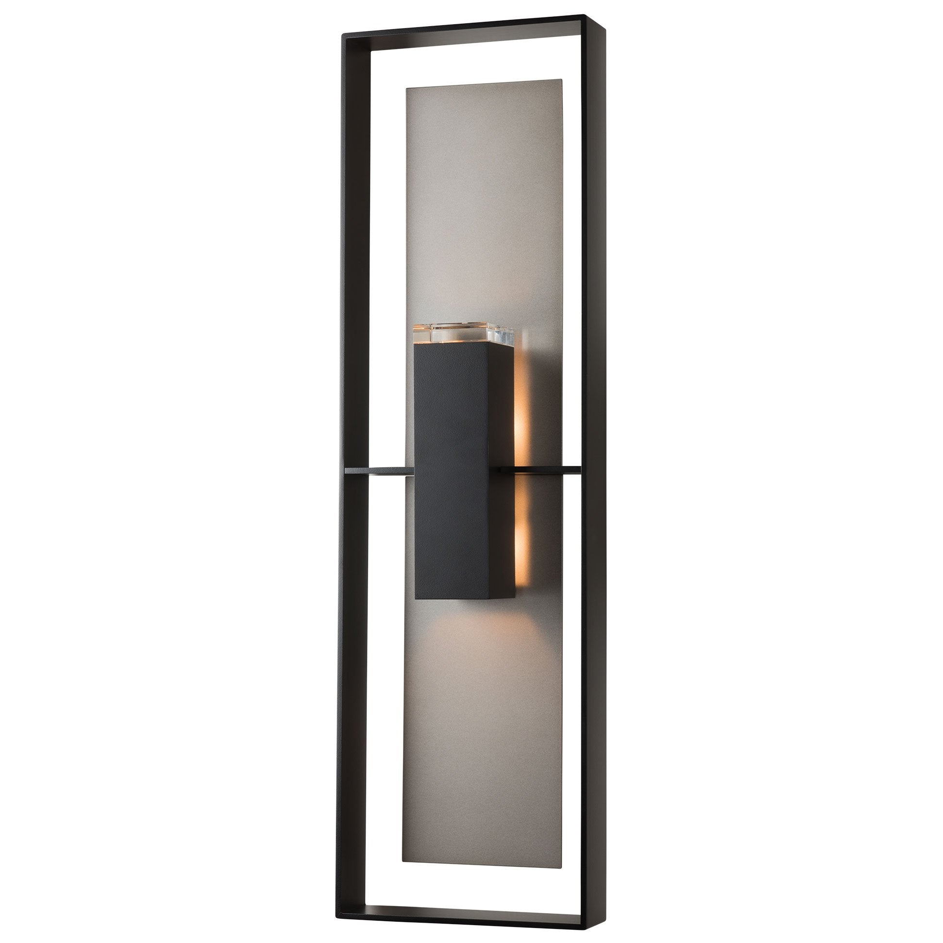 Shadow Box Tall Outdoor Wall Sconce - Coastal Black and Coastal Burnished Steel Finish