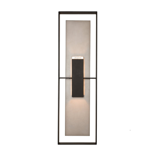 Shadow Box Tall Outdoor Wall Sconce - Coastal Black and Coastal Burnished Steel Finish