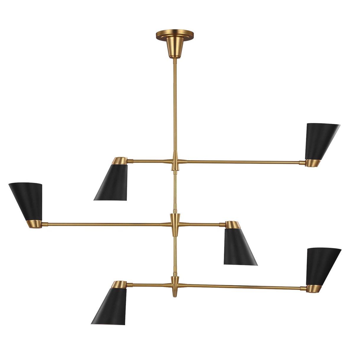 Signoret Large Chandelier - Midnight Black/Burnished Brass Finish