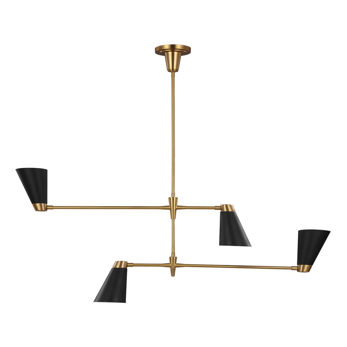 Signoret Medium Chandelier - Midnight Black/Burnished Brass Finish